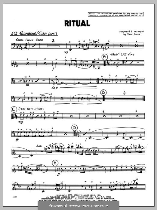 Ritual: Trombone 5 part by Thad Jones