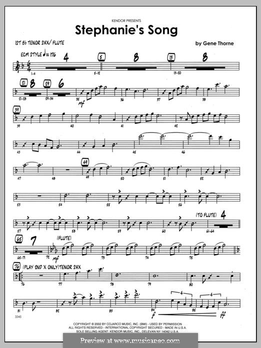 Stephanie's Song: 1st Bb Tenor Saxophone part by Gene Thorne