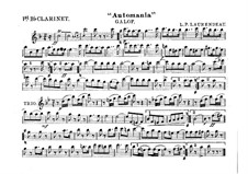 Automania. Galop for Cornet and Orchestra: Clarinet in B I part by Louis-Philippe Laurendeau