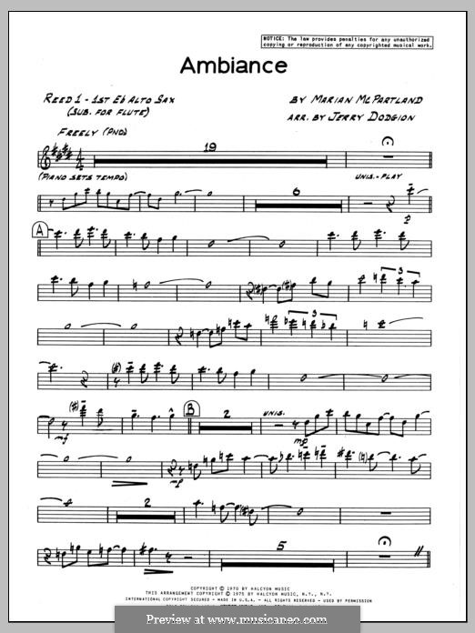 Ambiance: 1st Eb Alto Saxophone part by Marian McPartland