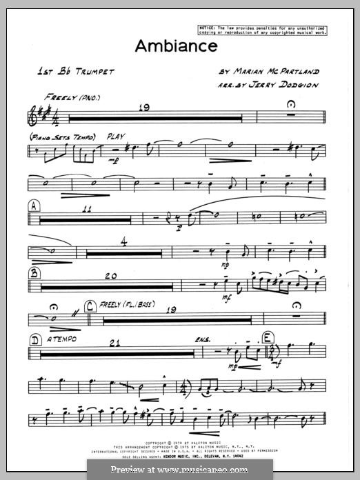 Ambiance: 1st Bb Trumpet part by Marian McPartland