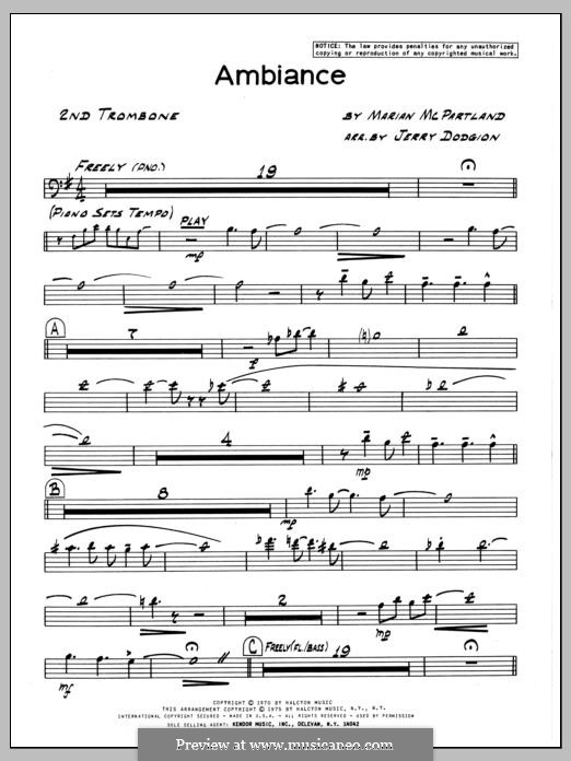 Ambiance: 2nd Trombone part by Marian McPartland