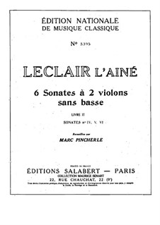 Шесть сонат для двух скрипок: Сонаты No.4-6 – Партия первой скрипки by Жан-Мари Леклер