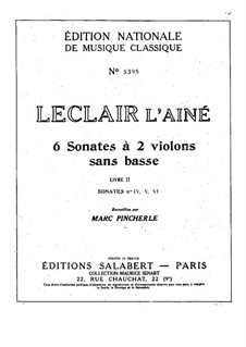 Шесть сонат для двух скрипок: Сонаты No.4-6 – Партия второй скрипки by Жан-Мари Леклер