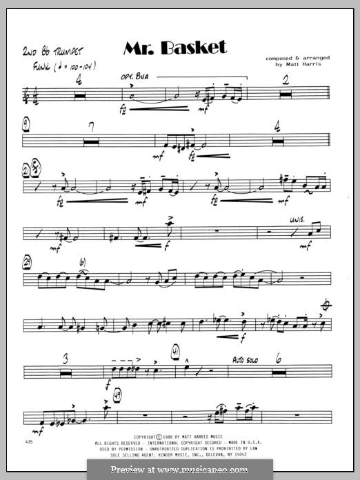 Mr. Basket: 2nd Bb Trumpet part by Matthew Harris