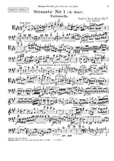 Соната для виолончели и фортепиано No.1 ля мажор, Op.71: Сольная партия by Зигфрид Карг-Элерт