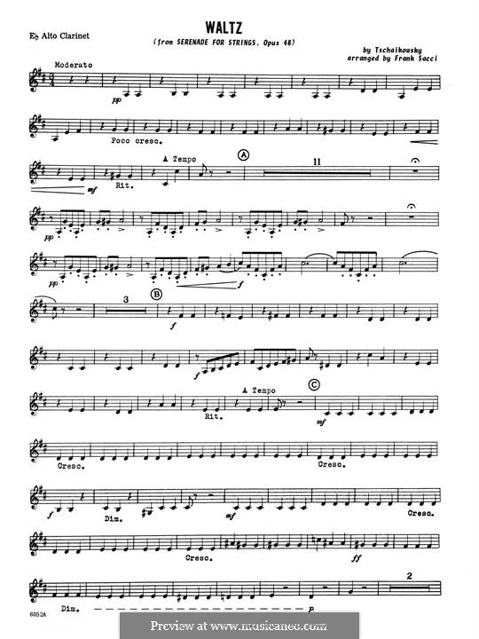 Серенада для струнного оркестра, TH 48 Op.48: Waltz, for clarinets ensemble – Eb Alto Clarinet part by Петр Чайковский