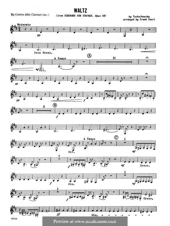 Серенада для струнного оркестра, TH 48 Op.48: Waltz, for clarinets ensemble – Eb Contra Alto Clarinet part by Петр Чайковский