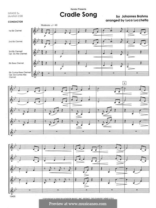 No.4 Колыбельная: For clarinets - full score by Иоганнес Брамс