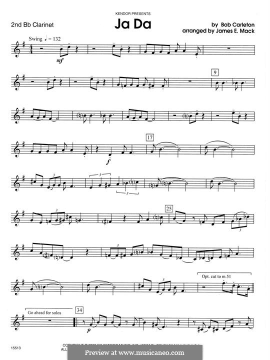 Ja-Da: For clarinets - 2nd Bb Clarinet part by Bob Carleton