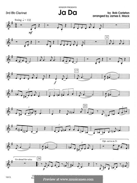Ja-Da: For clarinets - 3rd Bb Clarinet part by Bob Carleton