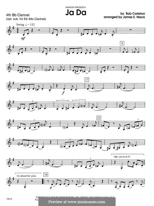Ja-Da: For clarinets - 4th Bb Clarinet part by Bob Carleton