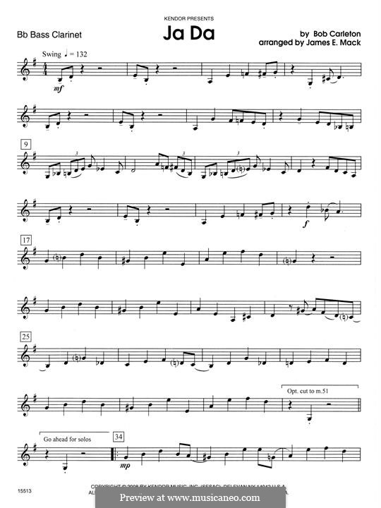 Ja-Da: For clarinets - Bb Bass Clarinet part by Bob Carleton