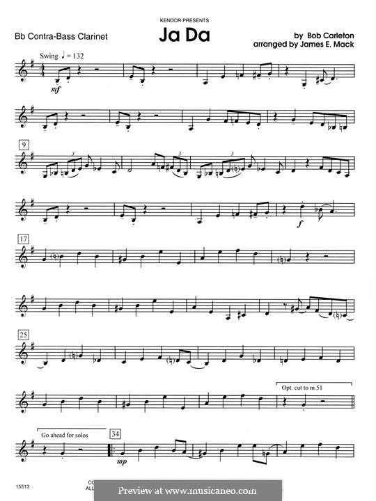 Ja-Da: For clarinets - Bb Contra Bass Clarinet part by Bob Carleton