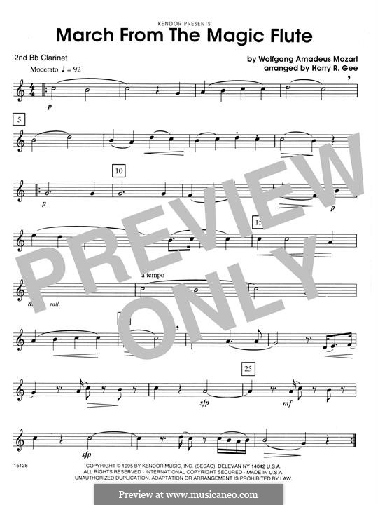 Фрагменты: March, for quartet clarinets – 2nd Bb Clarinet part by Вольфганг Амадей Моцарт