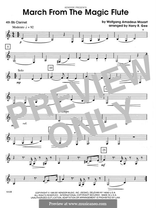 Фрагменты: March, for quartet clarinets – 4th Bb Clarinet part by Вольфганг Амадей Моцарт