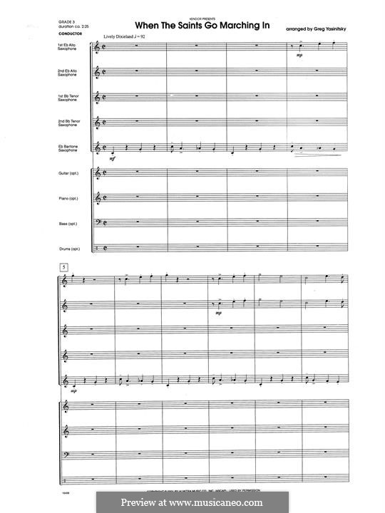 When the Saints Go Marching in (Chamber Arrangements): For small ensemble – full score by folklore