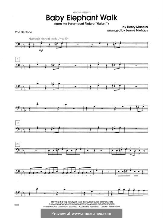 Brass Ensemble version: 2nd Baritone B.C. part by Henry Mancini
