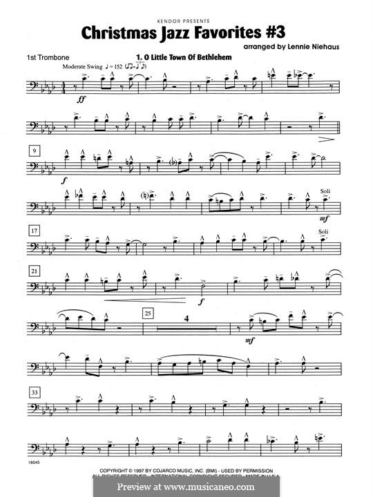 Christmas Jazz Favorites No.3 (Brass Ensemble): 1st Trombone part by folklore