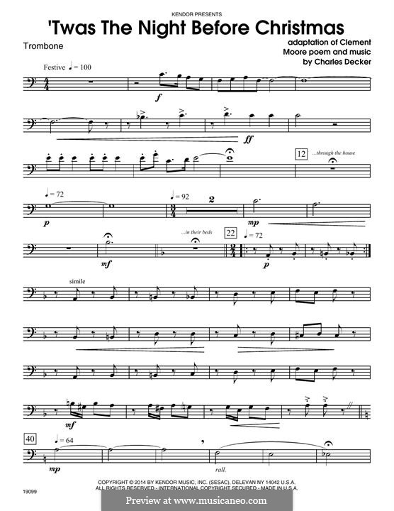 Twas The Night Before Christmas: Trombone by Charles Decker