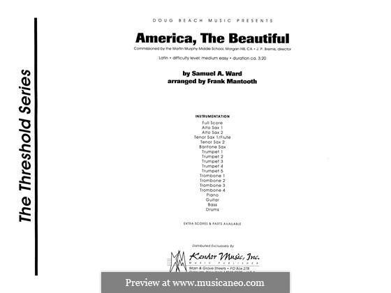 America, The Beautiful: For orchestra - full score by Сэмюэль Августус Уорд