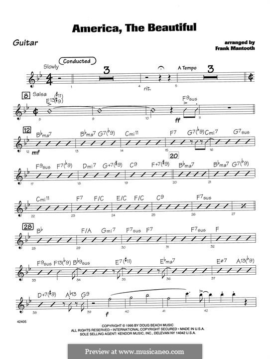 America, The Beautiful: For orchestra - Guitar part by Сэмюэль Августус Уорд