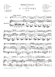 Concerto Militaire for Violin and Orchestra, Op.21: Для скрипки и фортепиано by Кароль Юзеф Липиньский