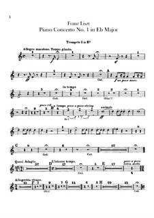 Концерт для фортепиано с оркестром No.1, S.124: Партии первой и второй труб by Франц Лист