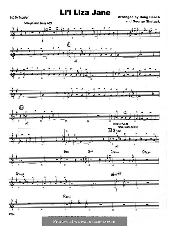 Li'l Liza Jane: 3rd Bb Trumpet part by Doug Beach