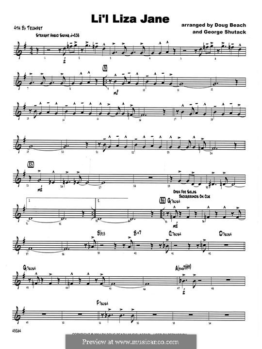 Li'l Liza Jane: 4th Bb Trumpet part by Doug Beach