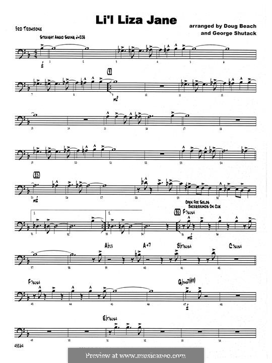 Li'l Liza Jane: 3rd Trombone part by Doug Beach