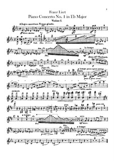 Концерт для фортепиано с оркестром No.1, S.124: Партии первой и второй скрипок by Франц Лист