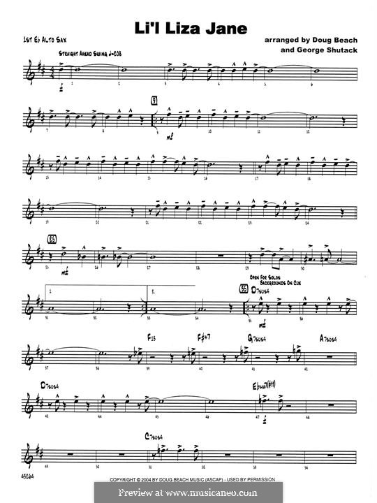 Li'l Liza Jane: Bass Clarinet 1 & 2 part by Doug Beach