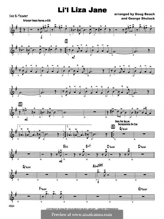 Li'l Liza Jane: 2nd Bb Trumpet part by Doug Beach