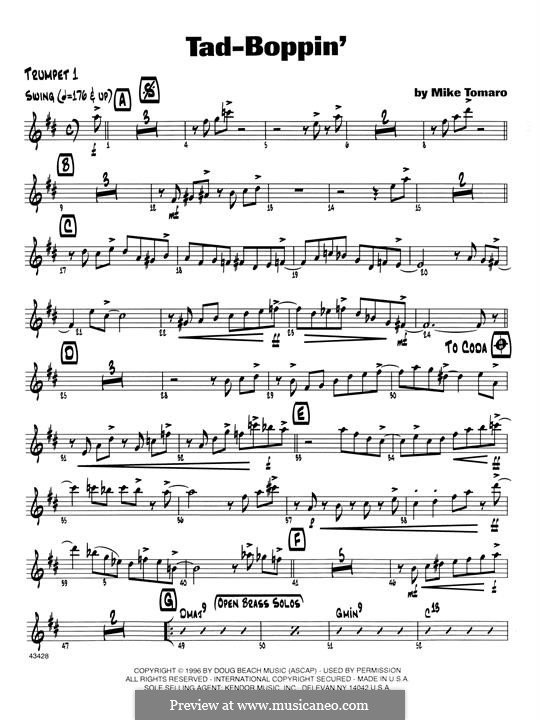 Tad-Boppin: 1st Bb Trumpet part by Mike Tomaro
