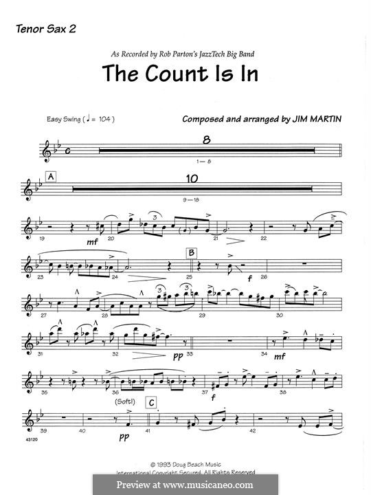 The Count Is In: 2nd Bb Tenor Saxophone part by Robert Martin