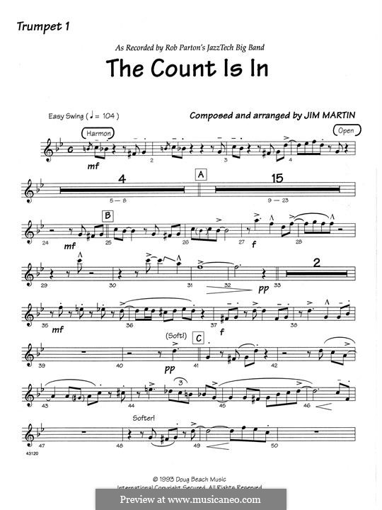 The Count Is In: 1st Bb Trumpet part by Robert Martin
