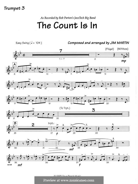 The Count Is In: 3rd Bb Trumpet part by Robert Martin