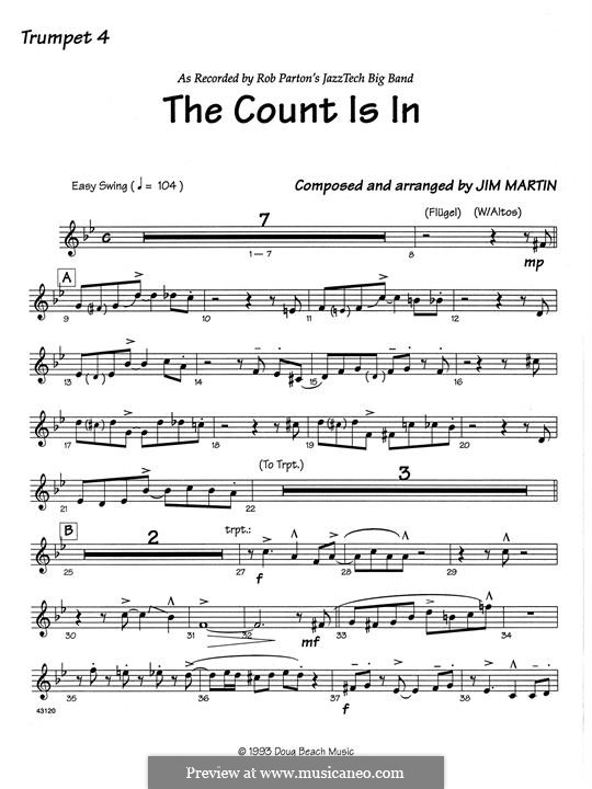 The Count Is In: 4th Bb Trumpet part by Robert Martin