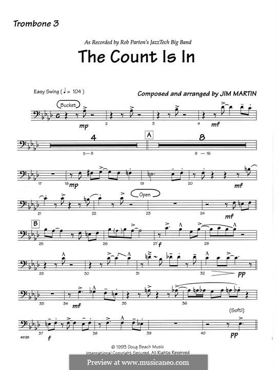 The Count Is In: 3rd Trombone part by Robert Martin