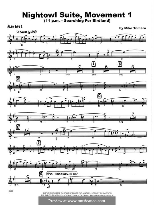 Nightowl Suite, Mvt.1: Bass Clarinet 1 & 2 part by Mike Tomaro