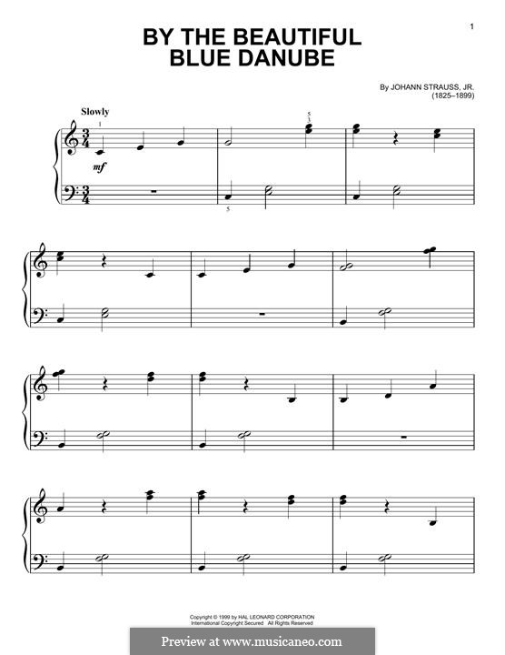 На прекрасном голубом Дунае, для фортепиано, Op.314: Для одного исполнителя by Иоганн Штраус (младший)