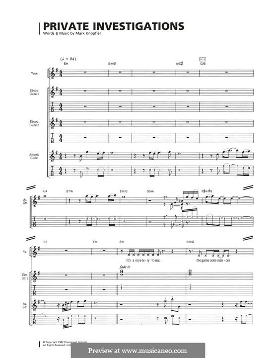 Private Investigations (Dire Straits): For voice and guitars by Mark Knopfler