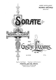 Соната для виолончели и фортепиано ре мажор, Op.56: Партитура by Густав Лазарус