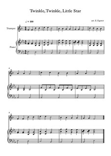 Twinkle, Twinkle Little Star: For trumpet and piano by folklore