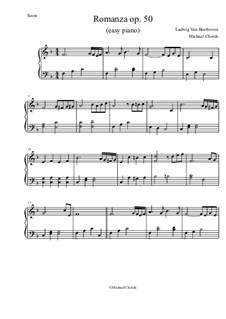 Романс для скрипки с оркестром No.2 фа мажор, Op.50: For easy piano (fragment) by Людвиг ван Бетховен