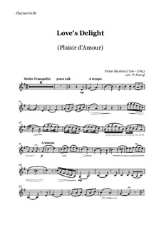 Love's Delight (Plaisir d'Amour): For clarinet (Bb) and piano by Джованни Баттиста Мартини
