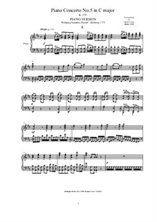 Концерт для фортепиано с оркестром No.5 ре мажор, K.175: Аранжировка для фортепиано by Вольфганг Амадей Моцарт