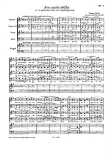 Ave maris stella, S.34: For mixed choir and organ by Франц Лист