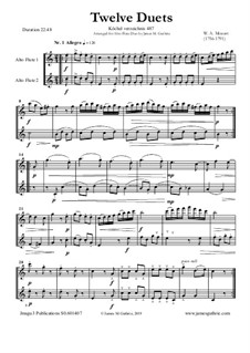 Двенадцать дуэтов для двух валторн, K.487: Version for Alto Flute Duo by Вольфганг Амадей Моцарт